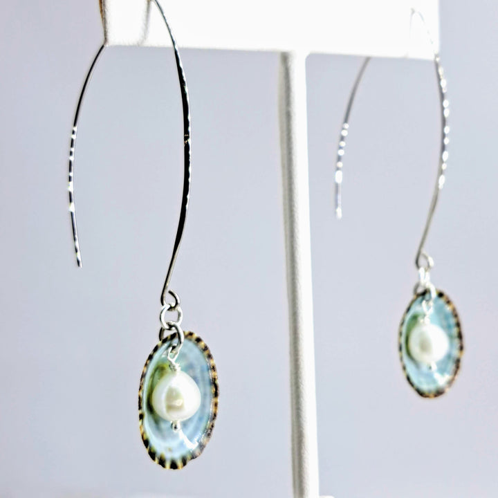 "Limpet Pools" Earrings - (2 Styles) Limpet Shells, Pearls, Sterling