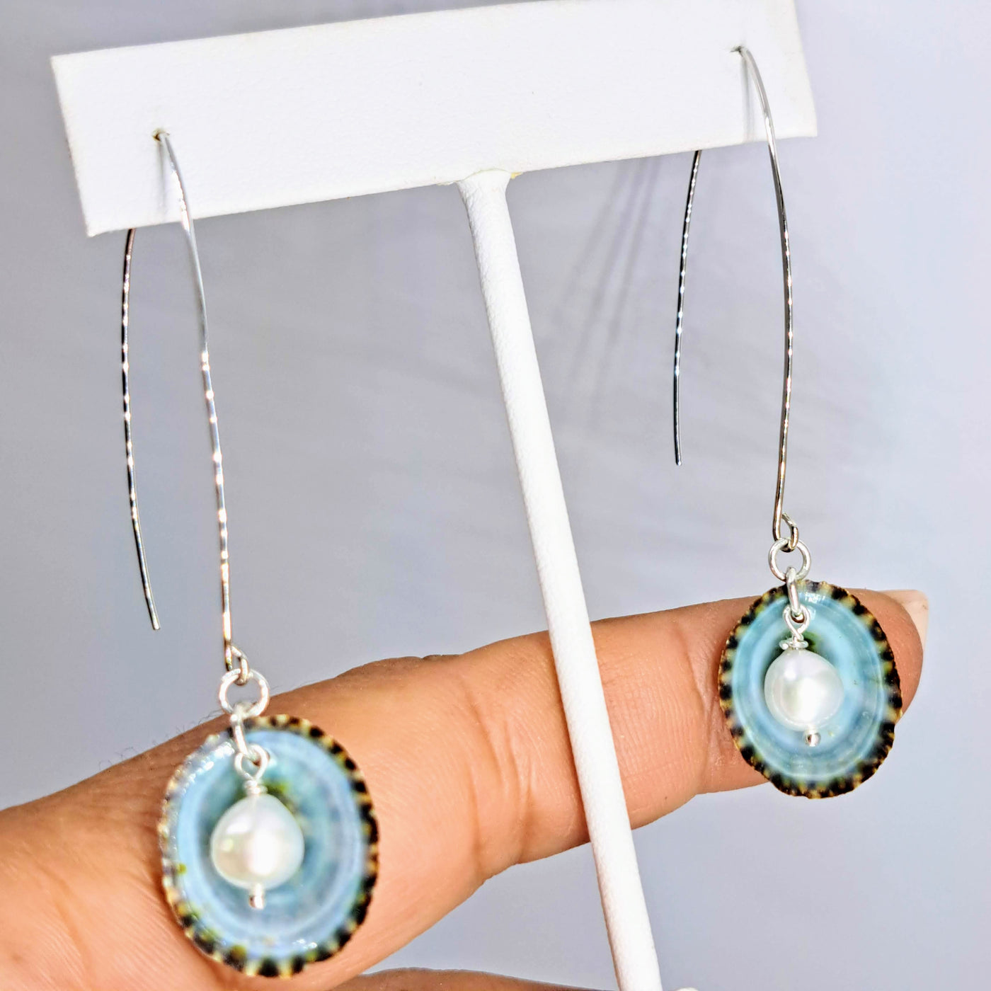 "Limpet Pools" Earrings - (2 Styles) Limpet Shells, Pearls, Sterling
