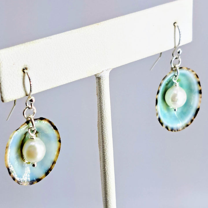 "Limpet Pools" Earrings - (2 Styles) Limpet Shells, Pearls, Sterling