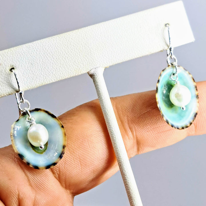 "Limpet Pools" Earrings - (2 Styles) Limpet Shells, Pearls, Sterling