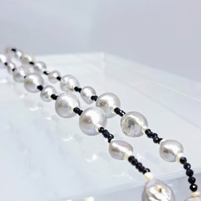 "Baroque Darlings" 34" Necklace - Pearls, Black Spinel