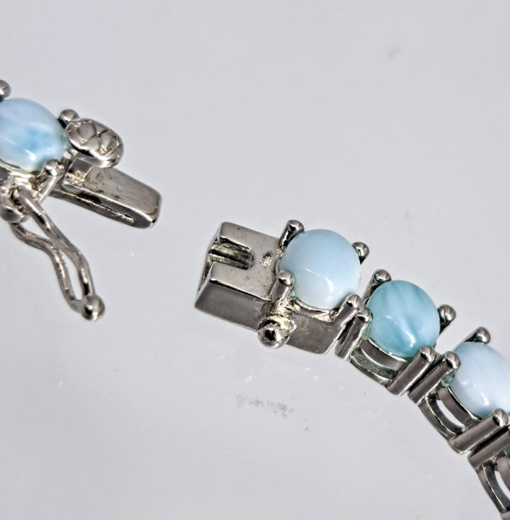 "Salty Sea Sister" 7.5" Bracelet - Larimar, Anti-tarnish Sterling