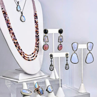 "Sparkle Plum" 28-30" Necklace - Titanium Crystal, Pearls, Sterling