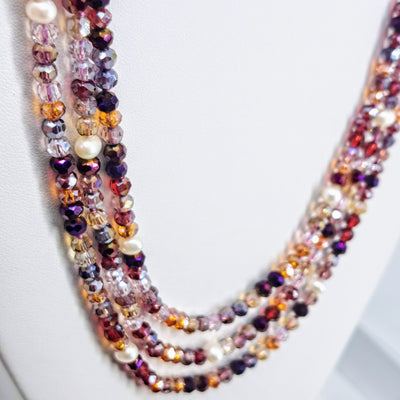 "Sparkle Plum" 28-30" Necklace - Titanium Crystal, Pearls, Sterling