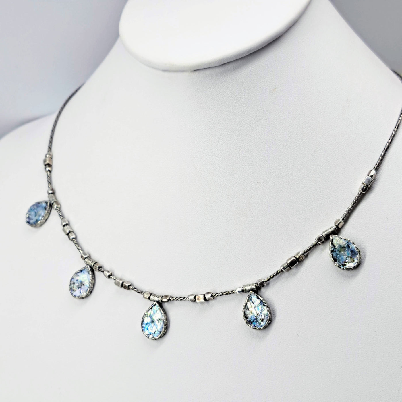 "Ancient Beauty" 18" Necklace - Ancient Roman Glass, Sterling