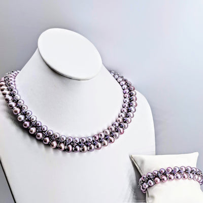 "Grace" Necklace/Bracelet SET - Pearls, Swarovski