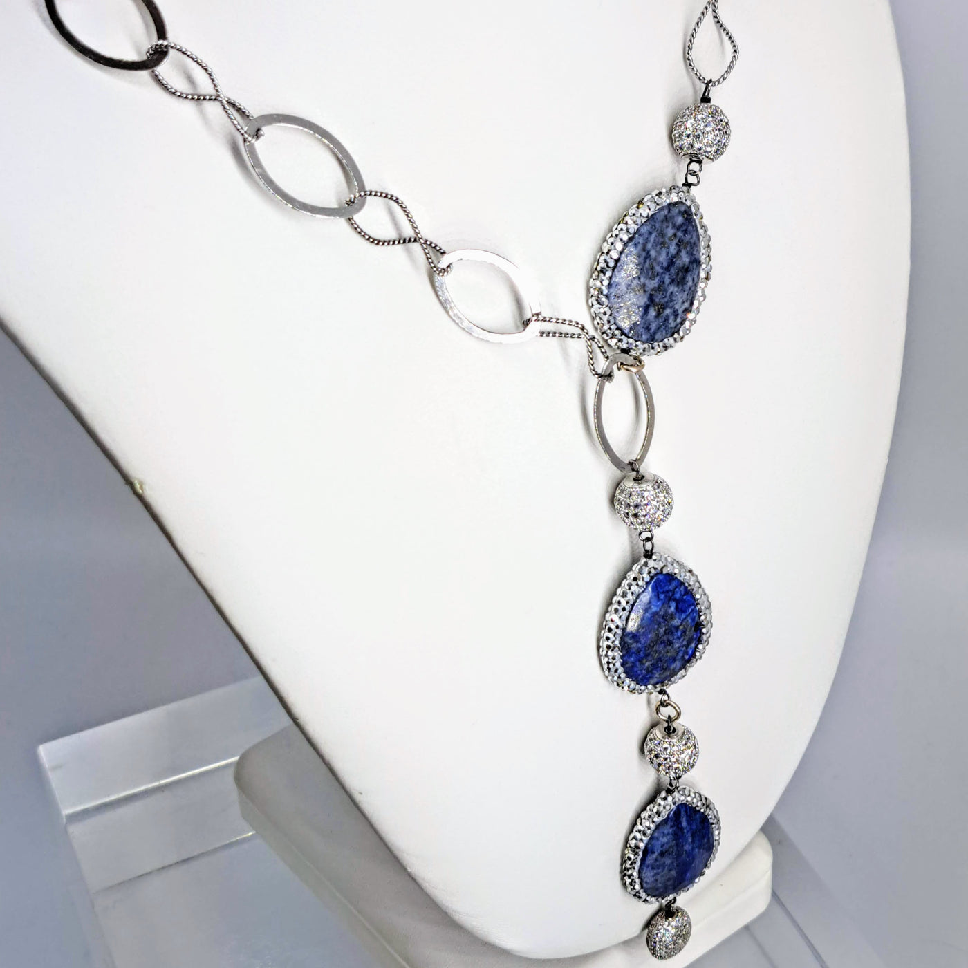 Lapis with Crystal Pave Necklace