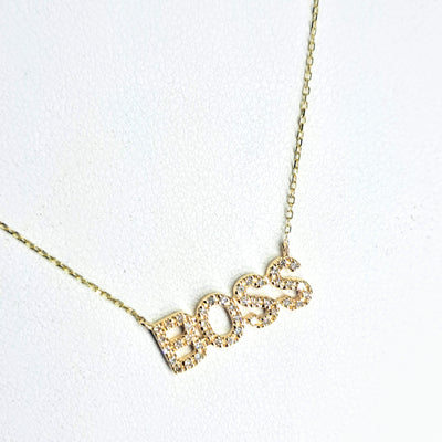 "BOSS" 16-18" Necklace - Diamonds, 14K Gold