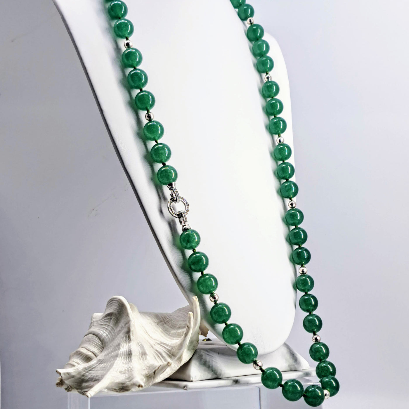 "Summer Greens" Necklace - Green Onyx, Sterling, White Topaz