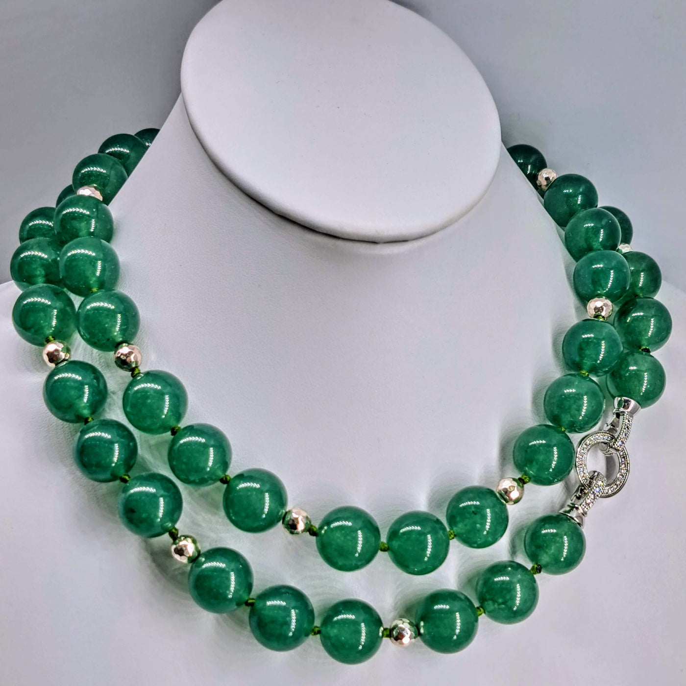 "Summer Greens" Necklace - Green Onyx, Sterling, White Topaz