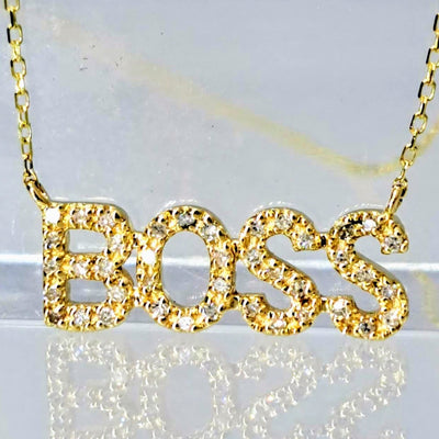 "BOSS" 16-18" Necklace - Diamonds, 14K Gold