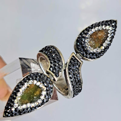 "Sparkle Point" Sz 7.5 Ring - Druzy, Crystal Pave', Sterling
