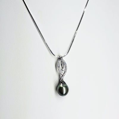 "Tahitian Treat #3" Pendant Necklace - Tahitian Pearl, Anti-tarnish Sterling