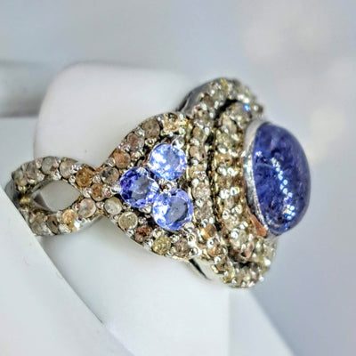 "Tanzanite, So Right" Sz 6 Ring - Tanzanite, Diamonds, Sterling