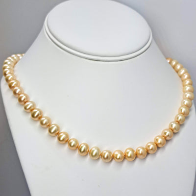"Pretty As A Peach" 18" Necklace - Pearls, 14K Gold Clasp