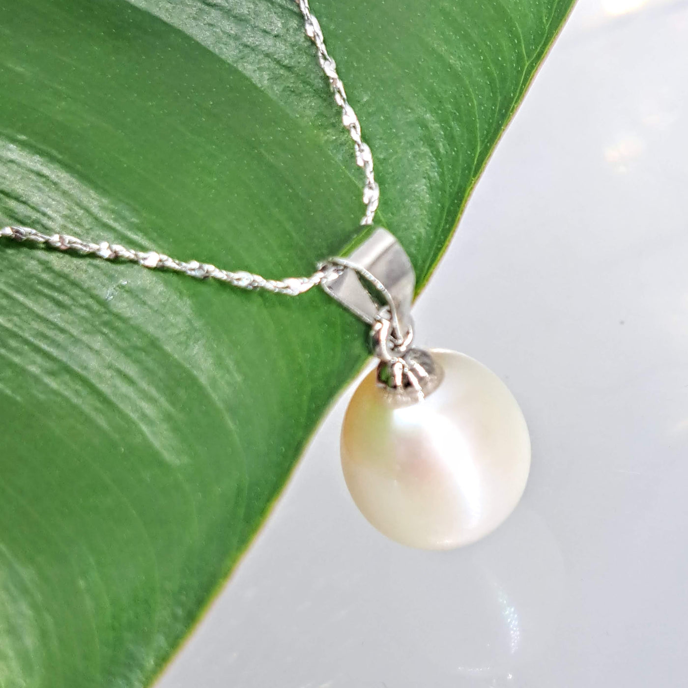 "Classic Pearl Drop" 18" Pendant Necklace - Pearl, Anti-tarnish Sterling