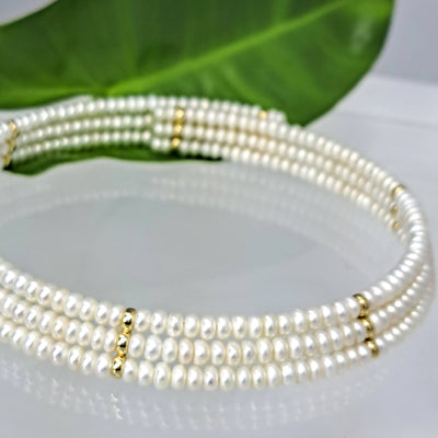 "Collar Me Beautiful" 16" Necklace - Pearls, 14K Gold