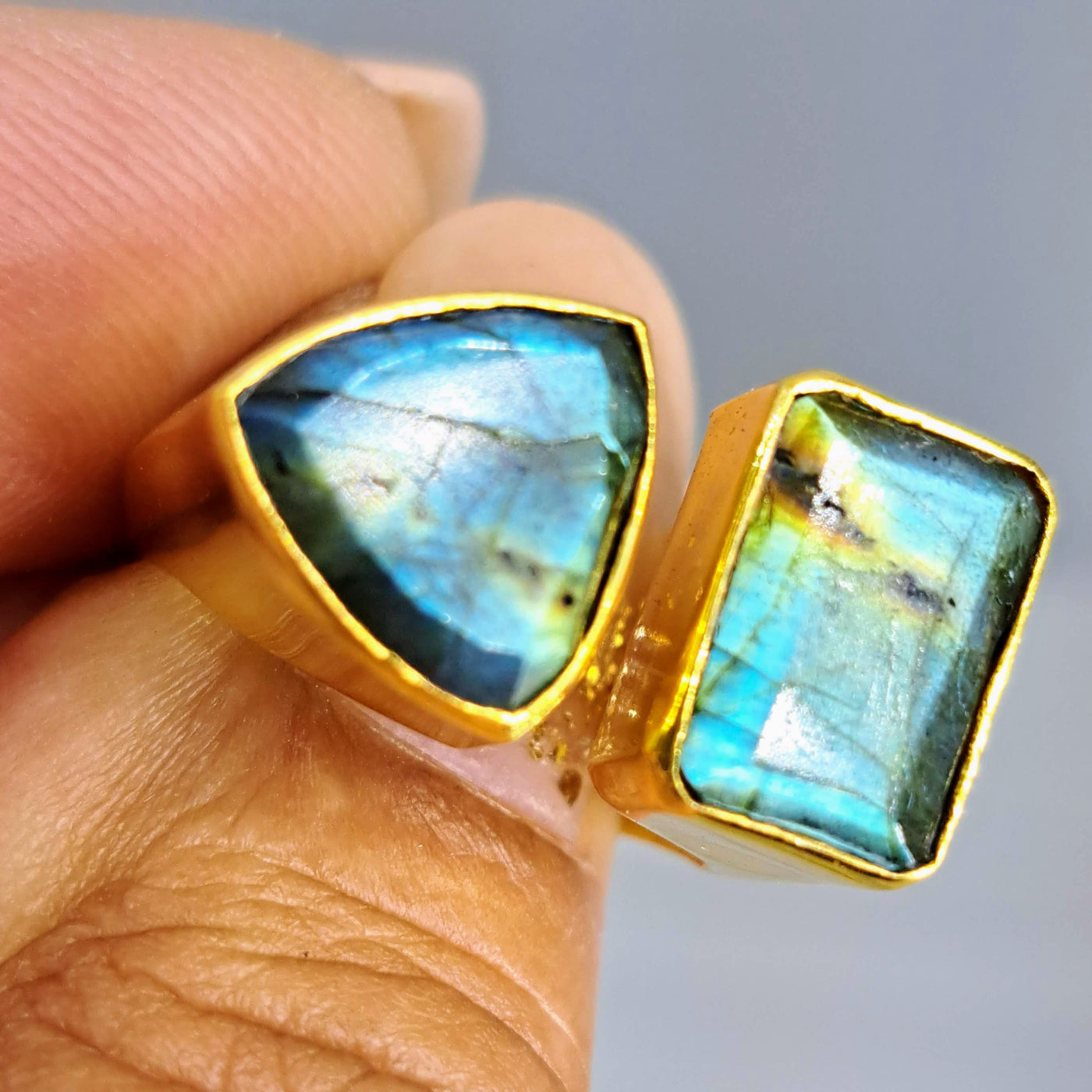 "Have A Double" Sz 7-8 Ring - Your Choice of Stone, Gold-plated Jeweler's Brass