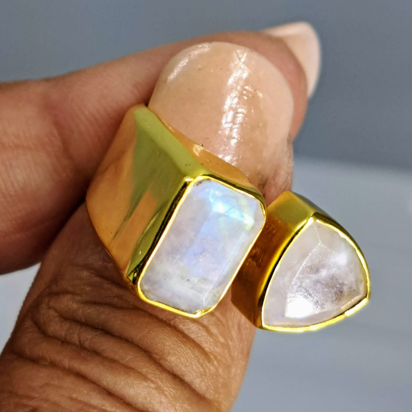 "Have A Double" Sz 7-8 Ring - Your Choice of Stone, Gold-plated Jeweler's Brass