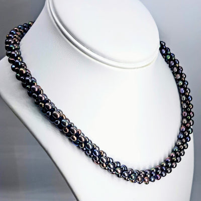 "Princess Peacock" 18" Necklace - Pearls, 14k Gold Safety Clasp