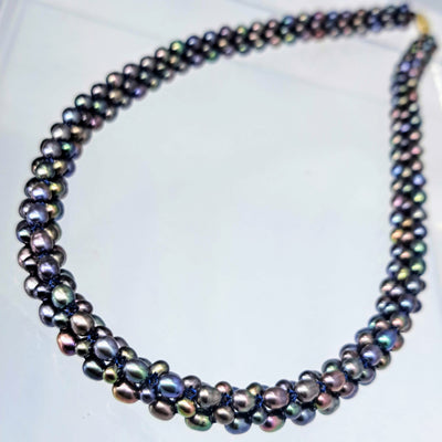 "Princess Peacock" 18" Necklace - Pearls, 14k Gold Safety Clasp