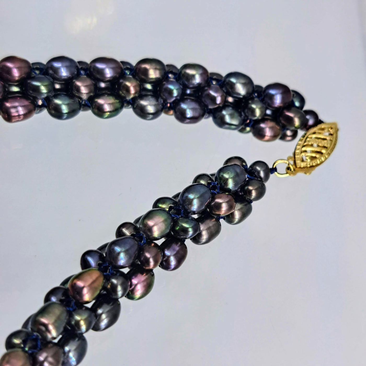 "Princess Peacock" 18" Necklace - Pearls, 14k Gold Safety Clasp