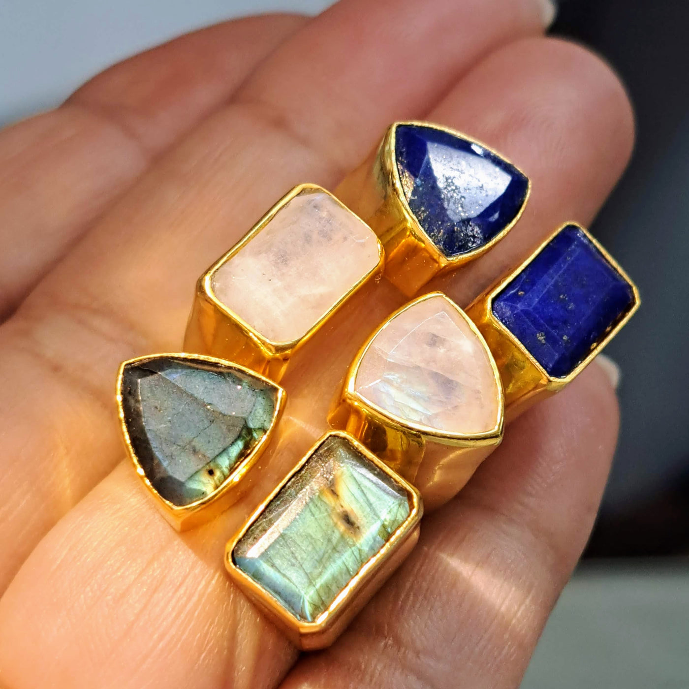 "Have A Double" Sz 7-8 Ring - Your Choice of Stone, Gold-plated Jeweler's Brass