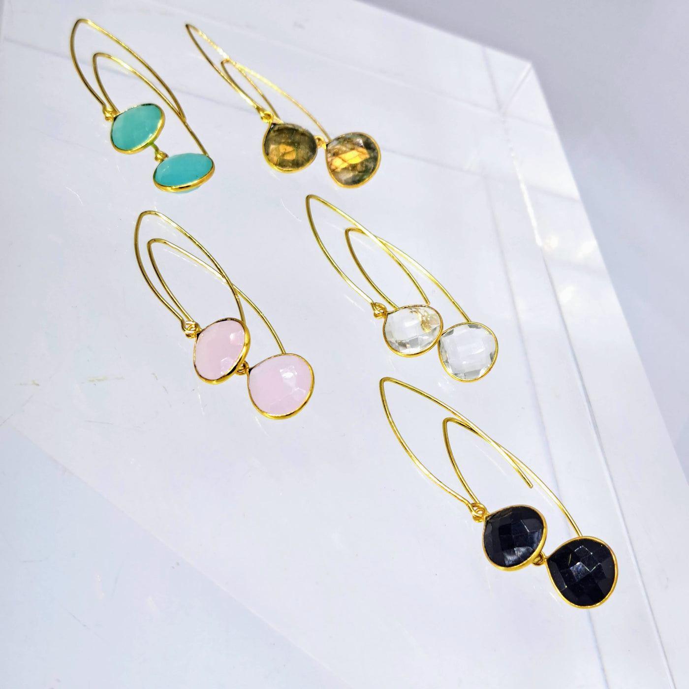 "Gum Drops" 2.25" Earrings - Your Choice of Gemstones, Sterling/Gold Sterling