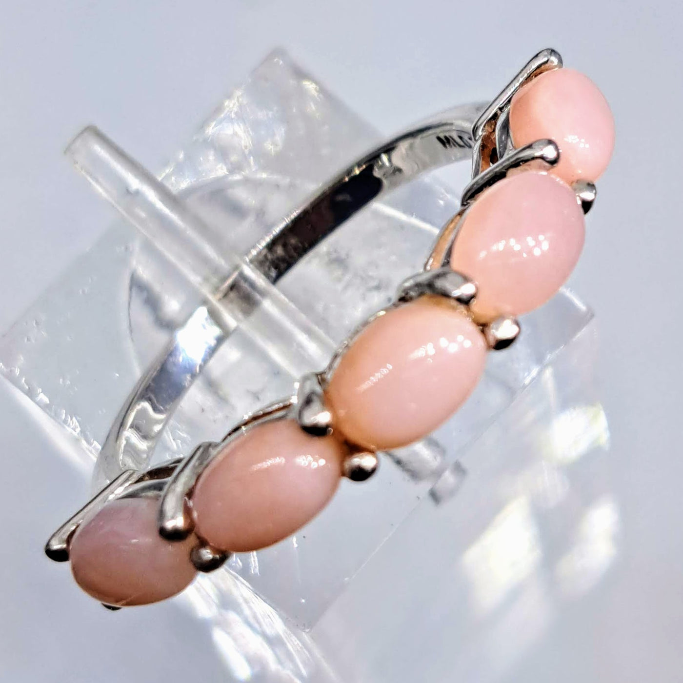 "Barbie-Pink Band" Sz 8 Ring - Pink Opal, .925 Sterling Silver