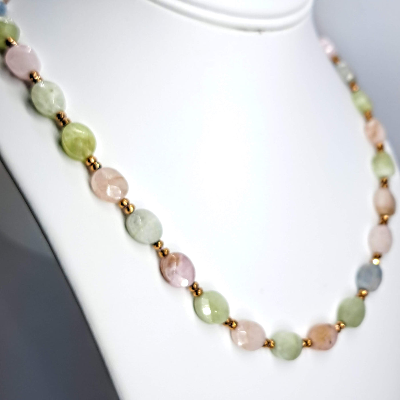 "Soft Strand" 18" Necklace - Peruvian Opal, Rose Hematite, Rose Gold