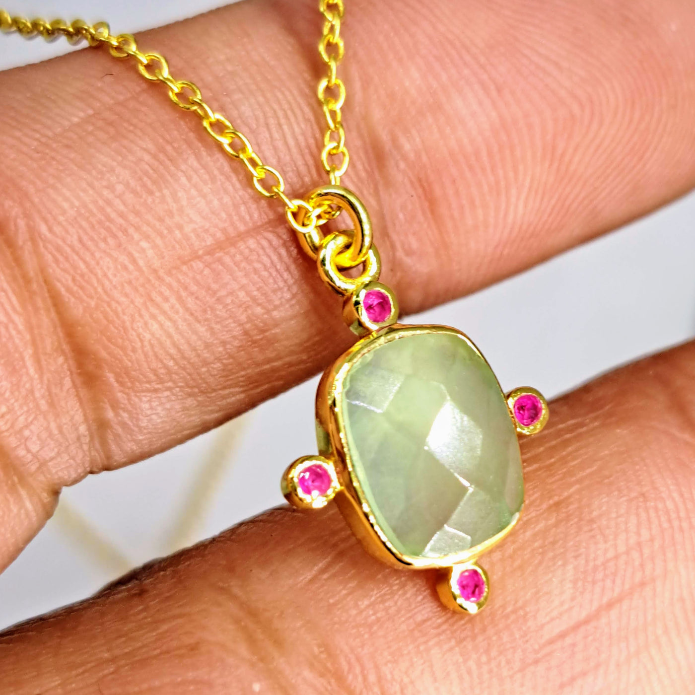 "Pop Of Color" 16-18" Necklace- Choose Seafoam or Blue Chalcedony, with Tourmaline, 18K Gold Sterling
