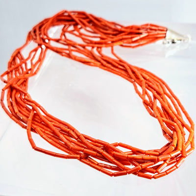 "Fire!" 31" Necklace - Ethically Sourced Mediterranean Red Coral, Sterling