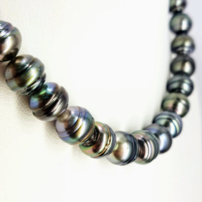 "Circled Stunner" 16" Necklace - Tahitian Circle Pearls, Gold Filled Findings