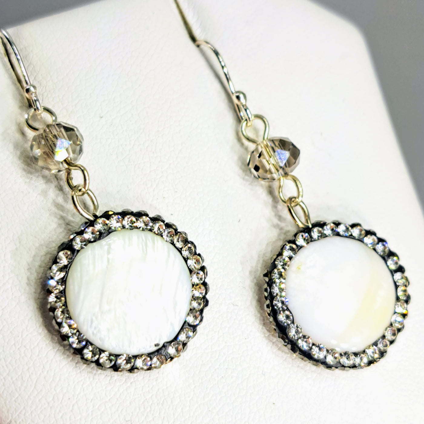 "Sparkle Basics" 1.5" to 2" Earrings - Mother Of Pearl, Turquenite, Crystal Or Onyx, with Pave' & Sterling