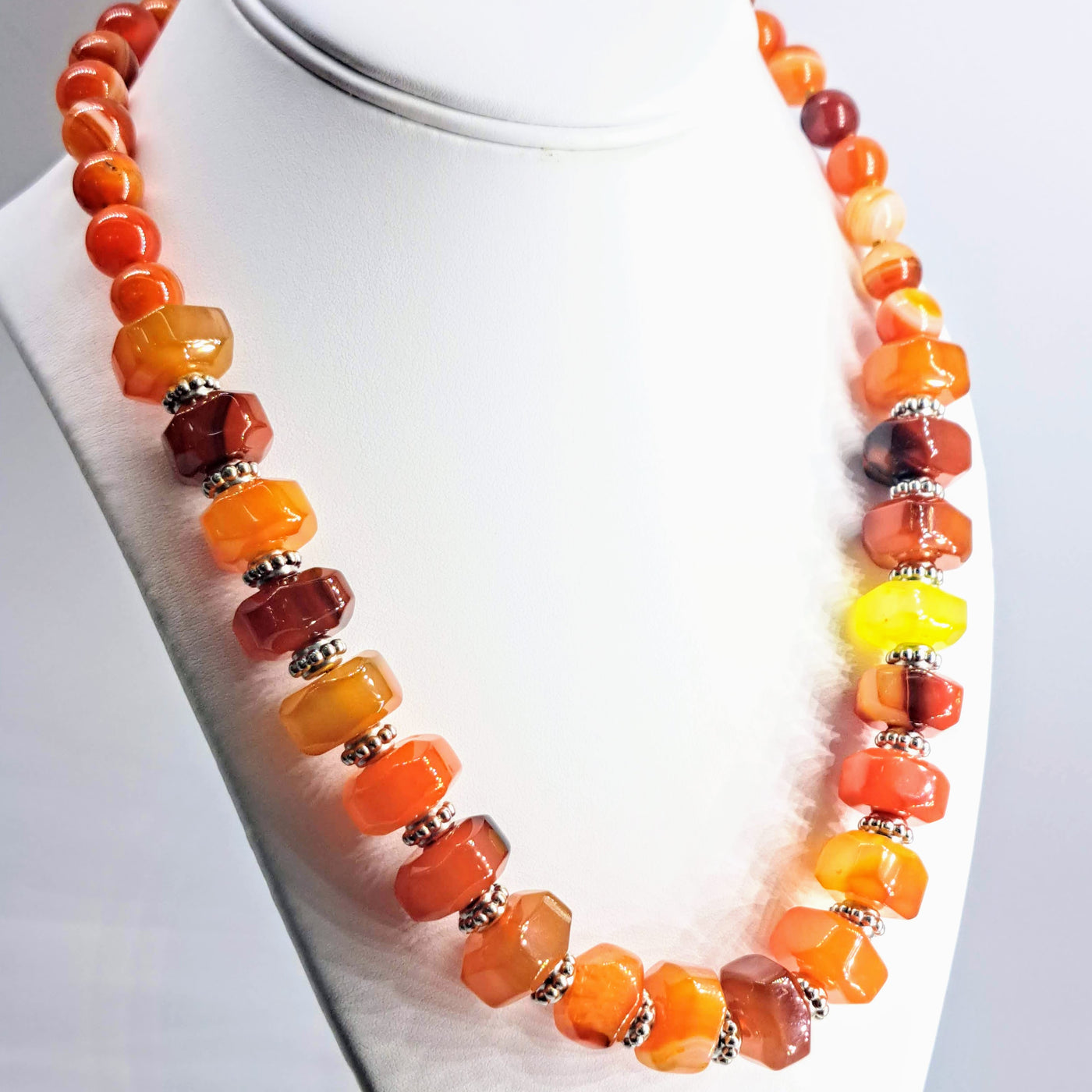 "Tropical Punch!" 20-22" Necklace - Carnelian, Sterling