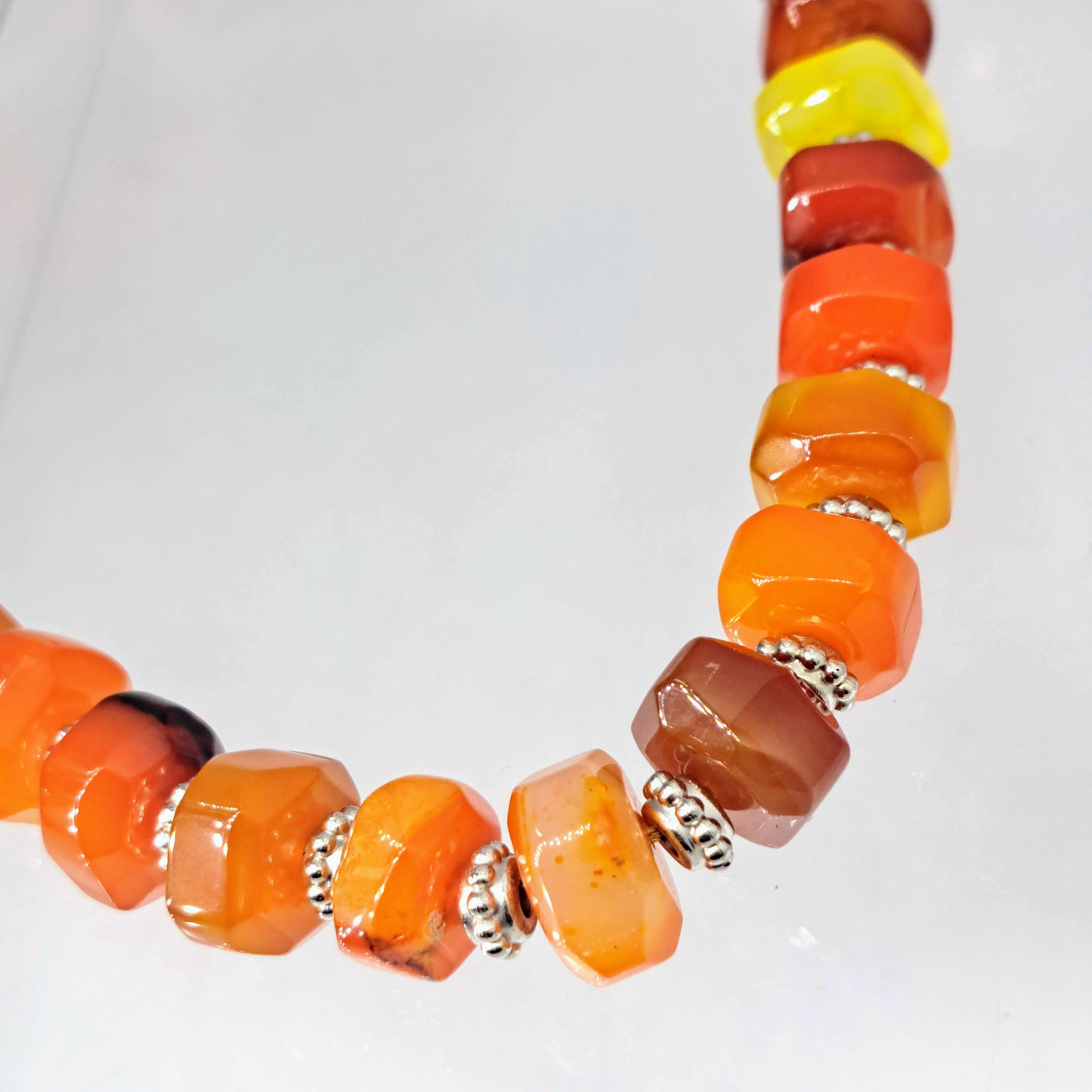 "Tropical Punch!" 20-22" Necklace - Carnelian, Sterling