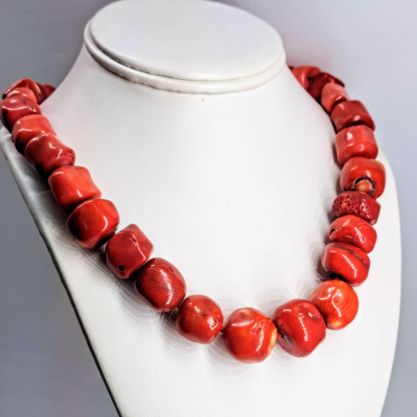 "Jungle Love" 20"-22" Necklace - Ethical Red Coral, Sterling