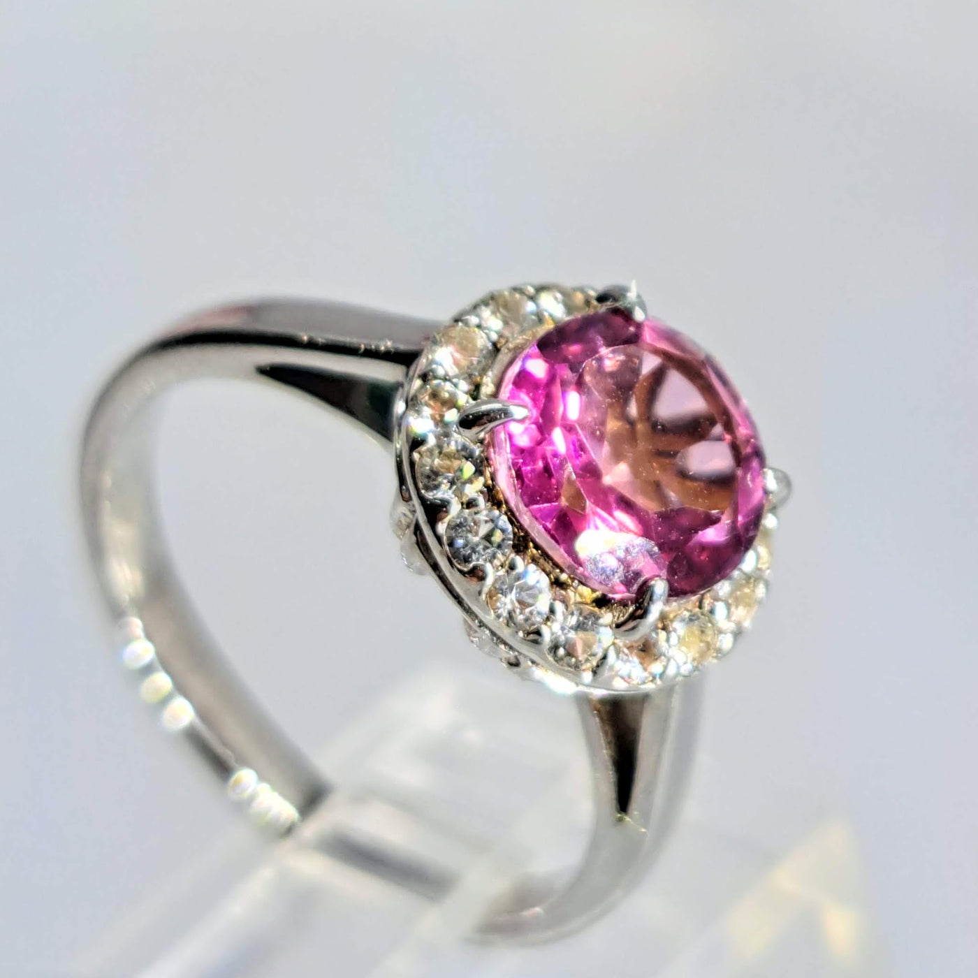 "My Precious" Sz 6 Ring - Pink Topaz, Zircon Stone, Anti-tarnish Sterling