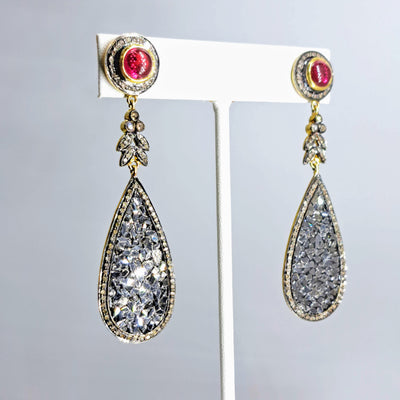 "The Road To LOVE!" 2.75" Earrings - Diamonds, Rubies, Black & 18k Sterling