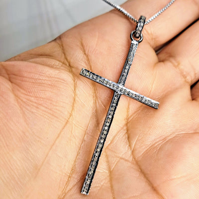 "Faith" 26" Necklace - Diamonds, Sterling