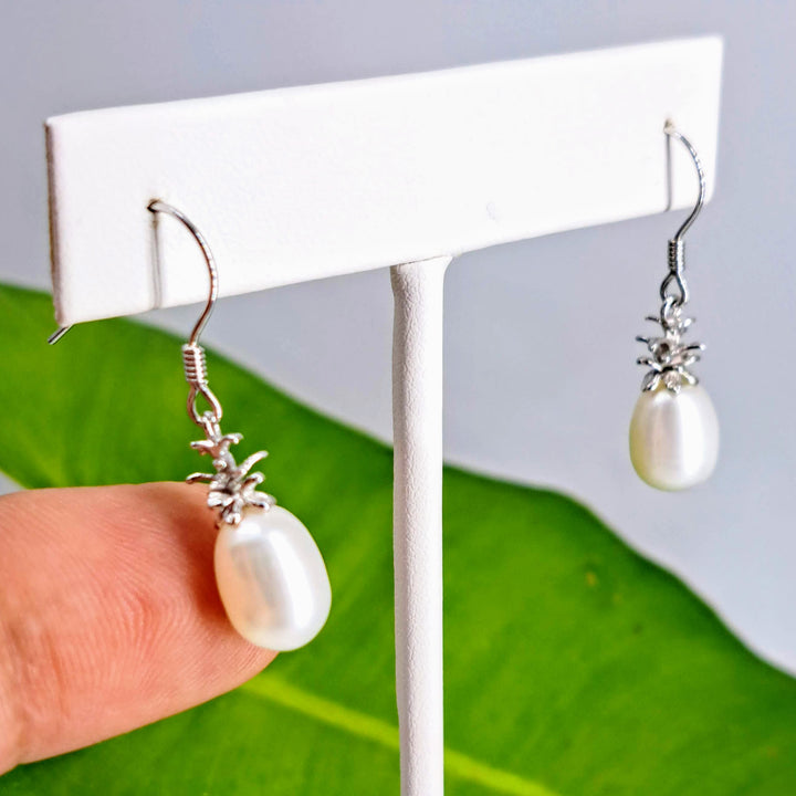 "Pineapple Pearl" 1" Earrings - Pearls, Anti-tarnish Sterling