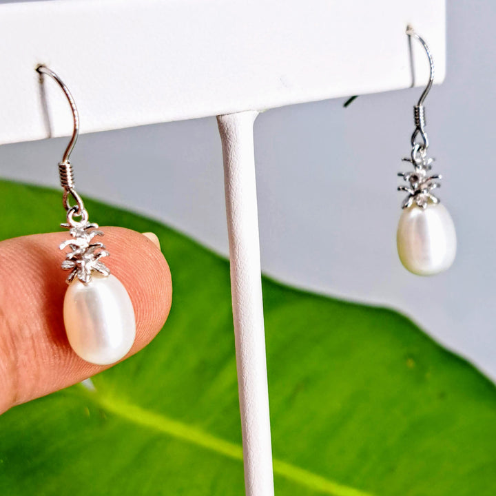 "Pineapple Pearl" 1" Earrings - Pearls, Anti-tarnish Sterling