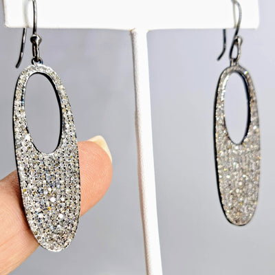 "Diamond Hoop-A-Loop" 2.25" Earrings - Diamonds, Sterling