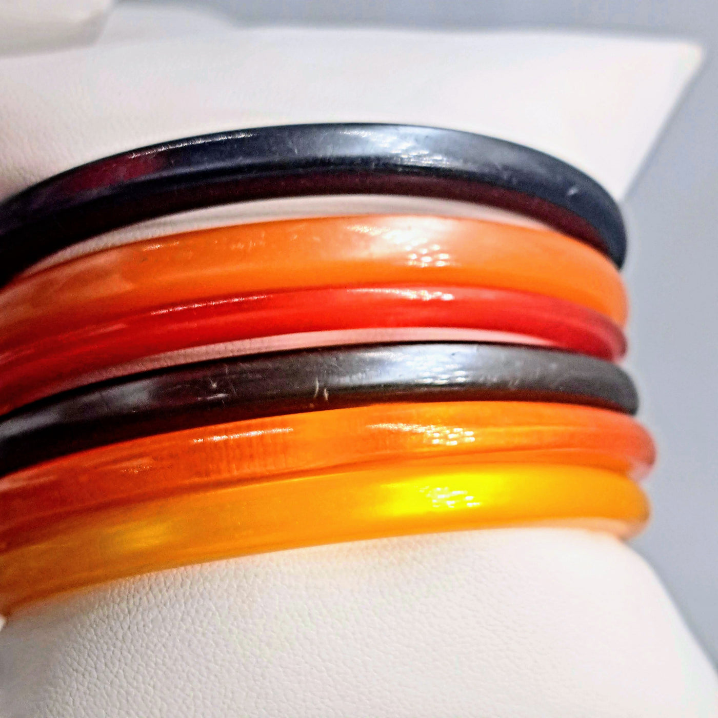 "Moonglow At Sundown" Sz Med 6 Bracelet Set - Vintage Plastic Bracelets