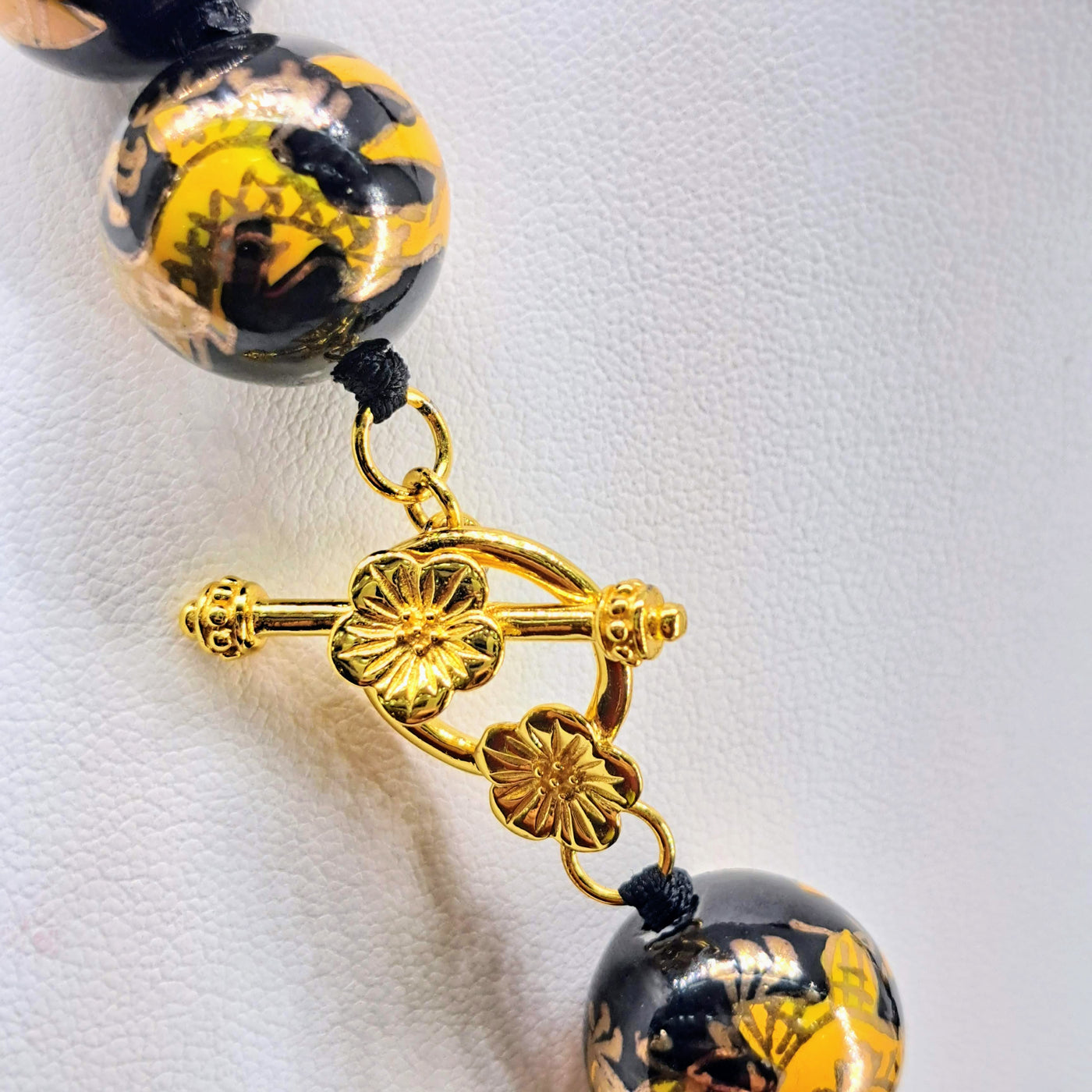 "Dragon Balls" 20" Necklace - Porcelain, Gold Sterling
