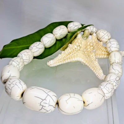 "Baller In White" 20" Necklace - Vintage Resin