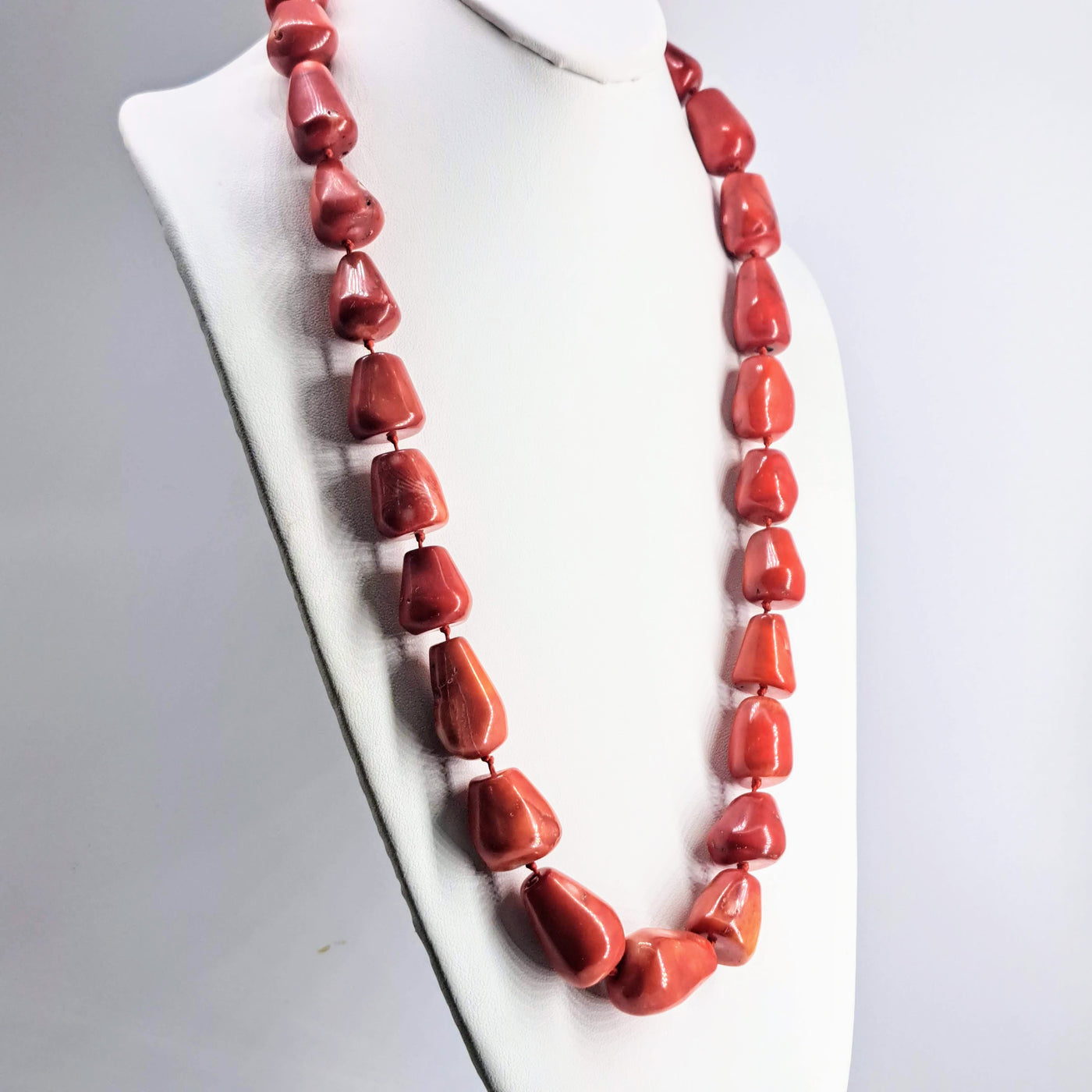 "Big Bamboo" 30" Necklace - Bamboo Coral, Sterling