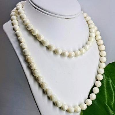 "Angela Blanca" 36" Necklace - Ethical Coral, Sterling