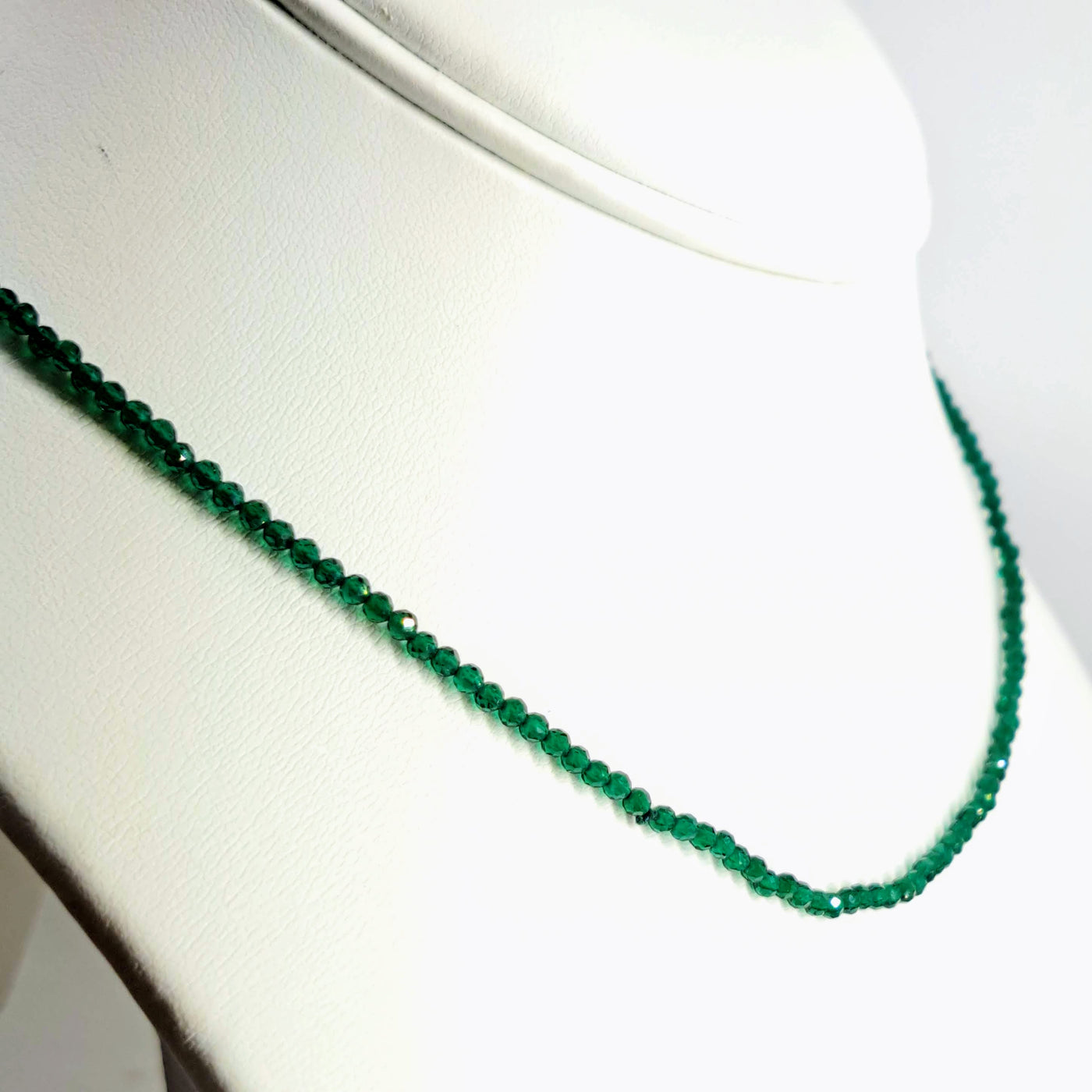 "Green Sparkle" 16" - 18" Necklace - Onyx, Sterling