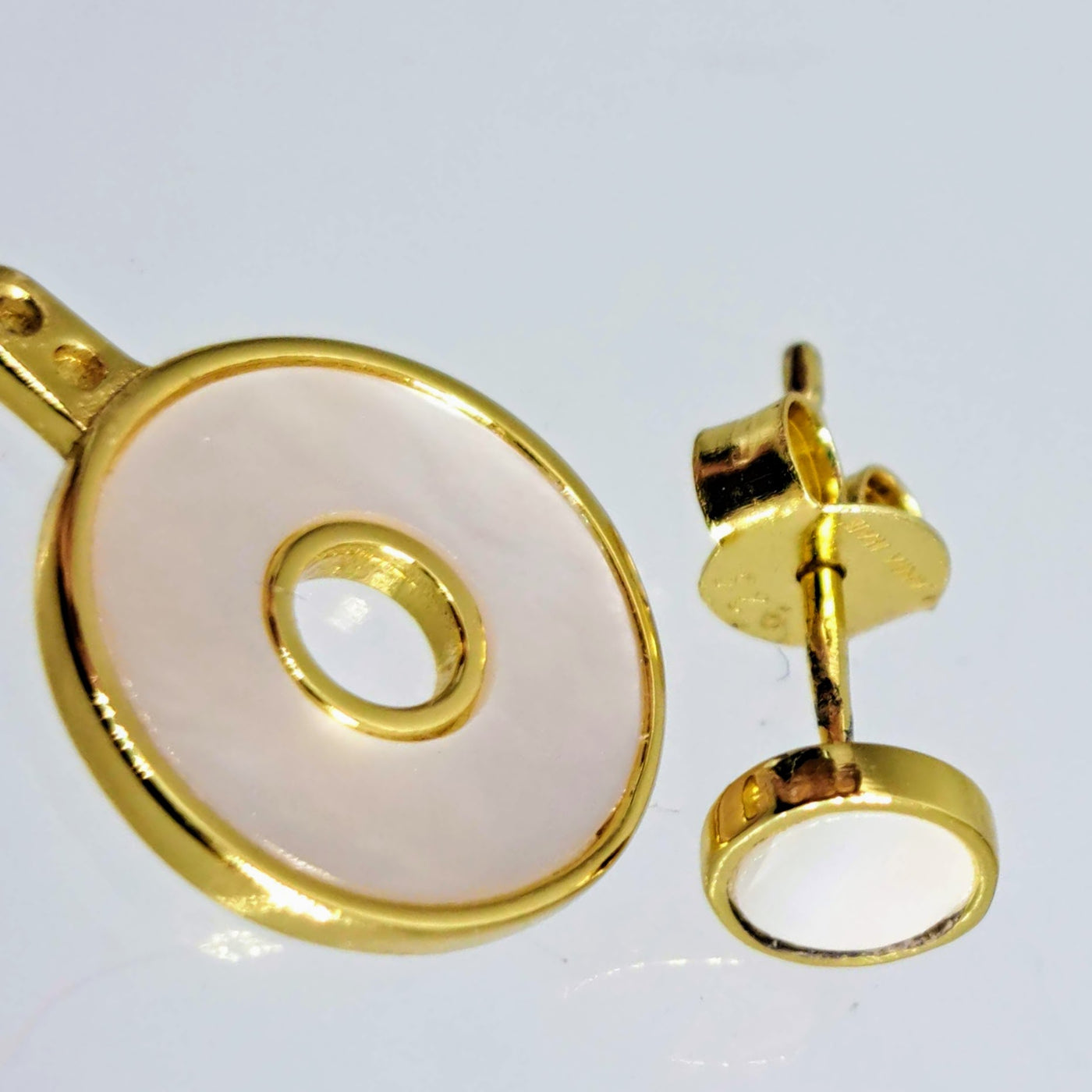"OH! Yes & No" .25" - .75 Convertible Earrings - Enamel, Mother Of Pearl, 18K Gold Sterling